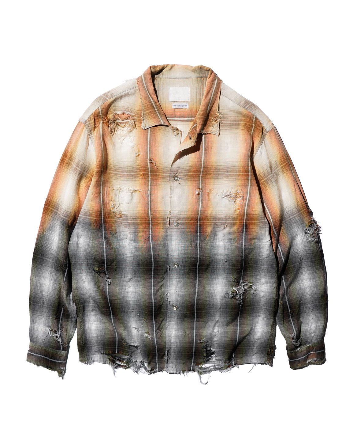 TOWNCRAFT ONE IN THE WORLD 60S BOX SHIRT — gray ombre, hand-dyed, distressed rayon shirt, one of a kind, upcycled