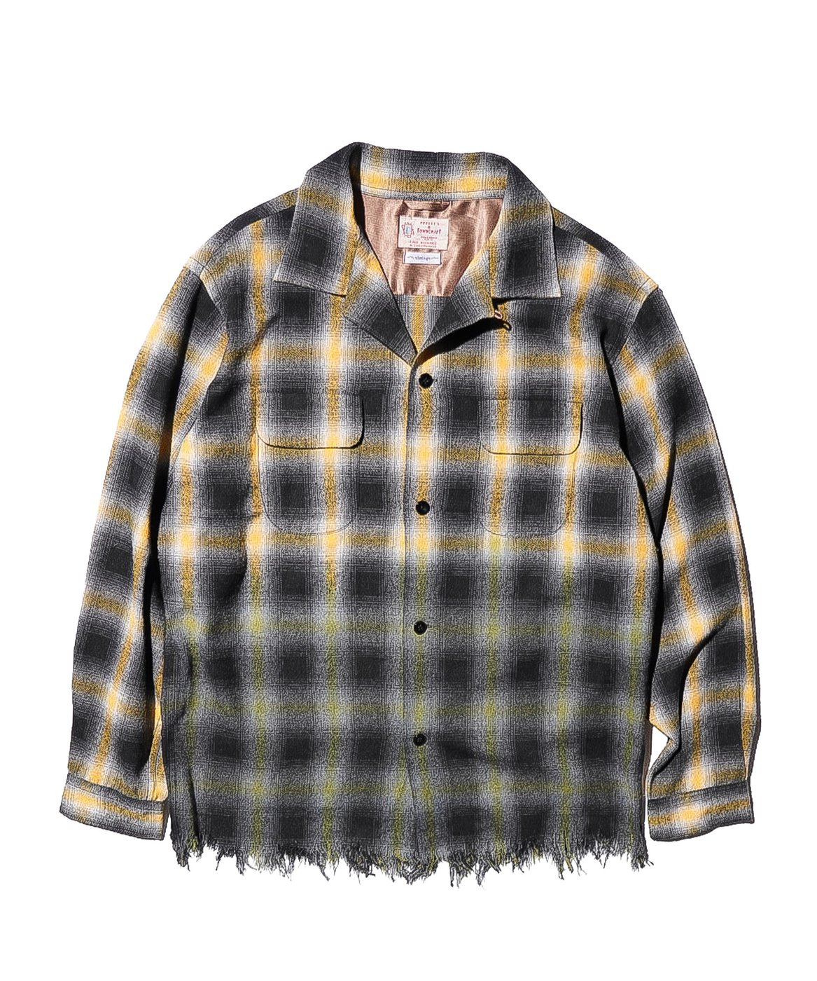 TOWNCRAFT ONE IN THE WORLD LOOP COLLAR W-FLAP 50S OMBRE FLANNEL SHIRT — loop collar, W-flap, ombre flannel shirt, one of a kind, upcycled