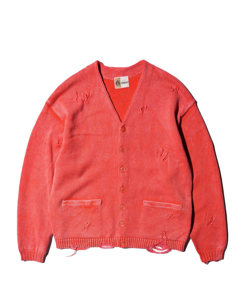 TOWNCRAFT COTTON DAMAGED CARDIGAN — new arrival