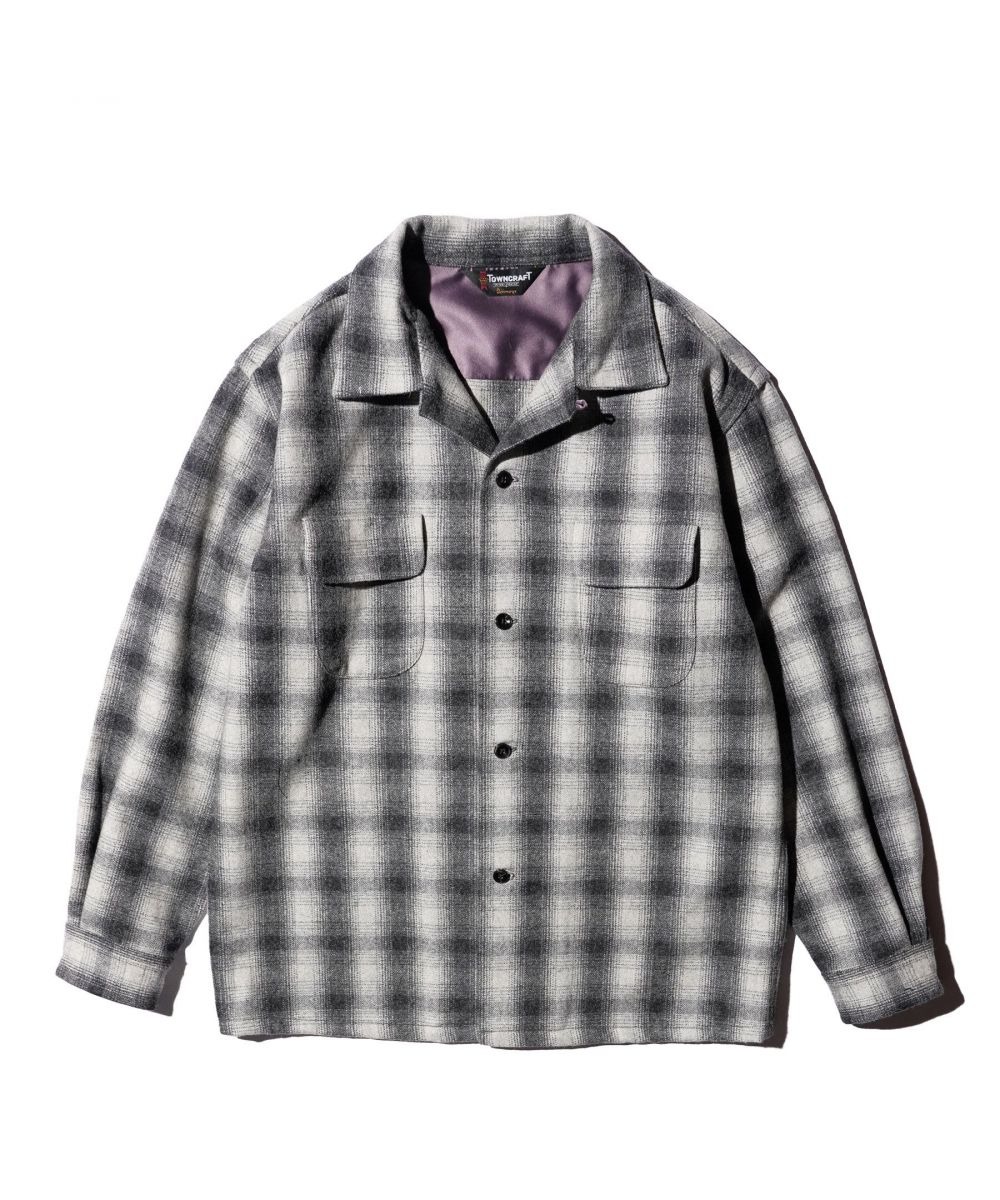 TOWNCRAFT 50s Wool Ombre W-Flap Loop Collar Shirt 復刻オンブレチェック ウール開襟シャツ 予約